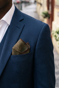 Miesten tummanruskea tweed-villasekoitteinen taskuliina