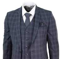Miesten tummanharmaa ruutupuku, kolmiosainen