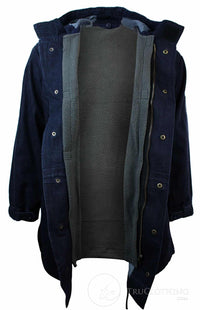 Miesten farkkutakki, hupullinen, fleecevuorillinen 3/4-trenssitakki