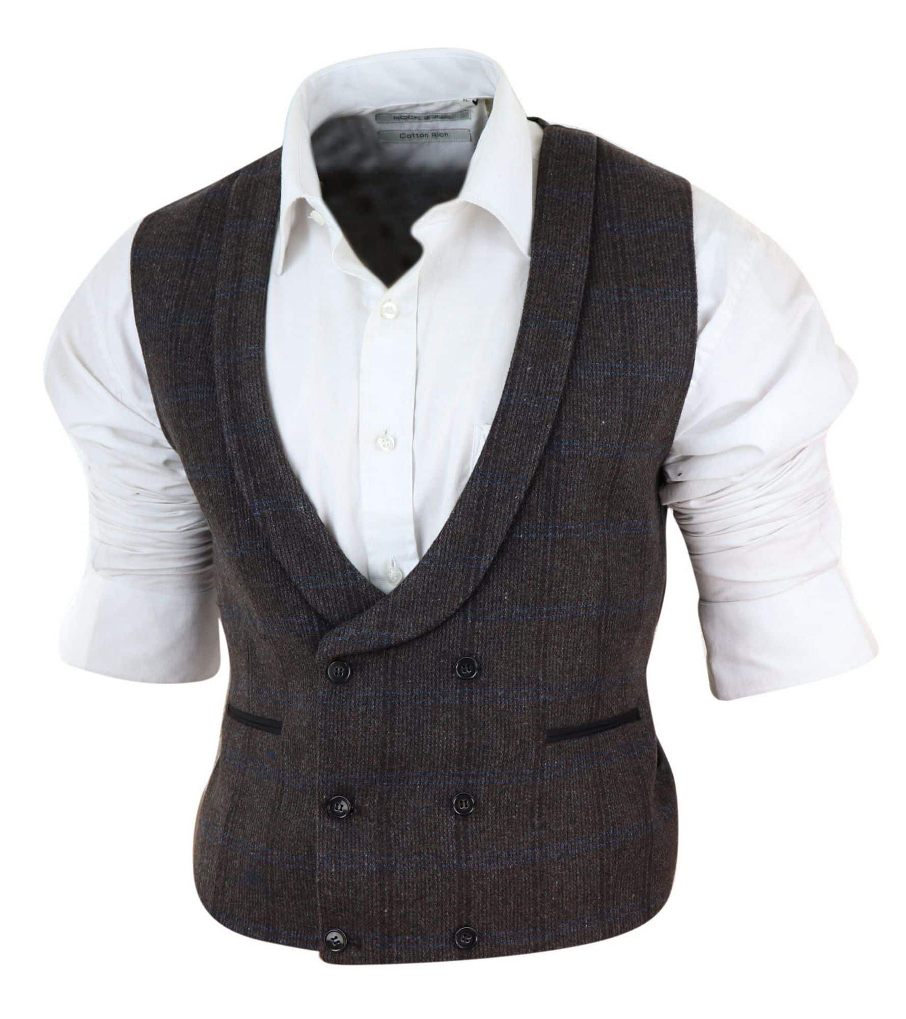 Miesten kaksirivinen tweed-liivi