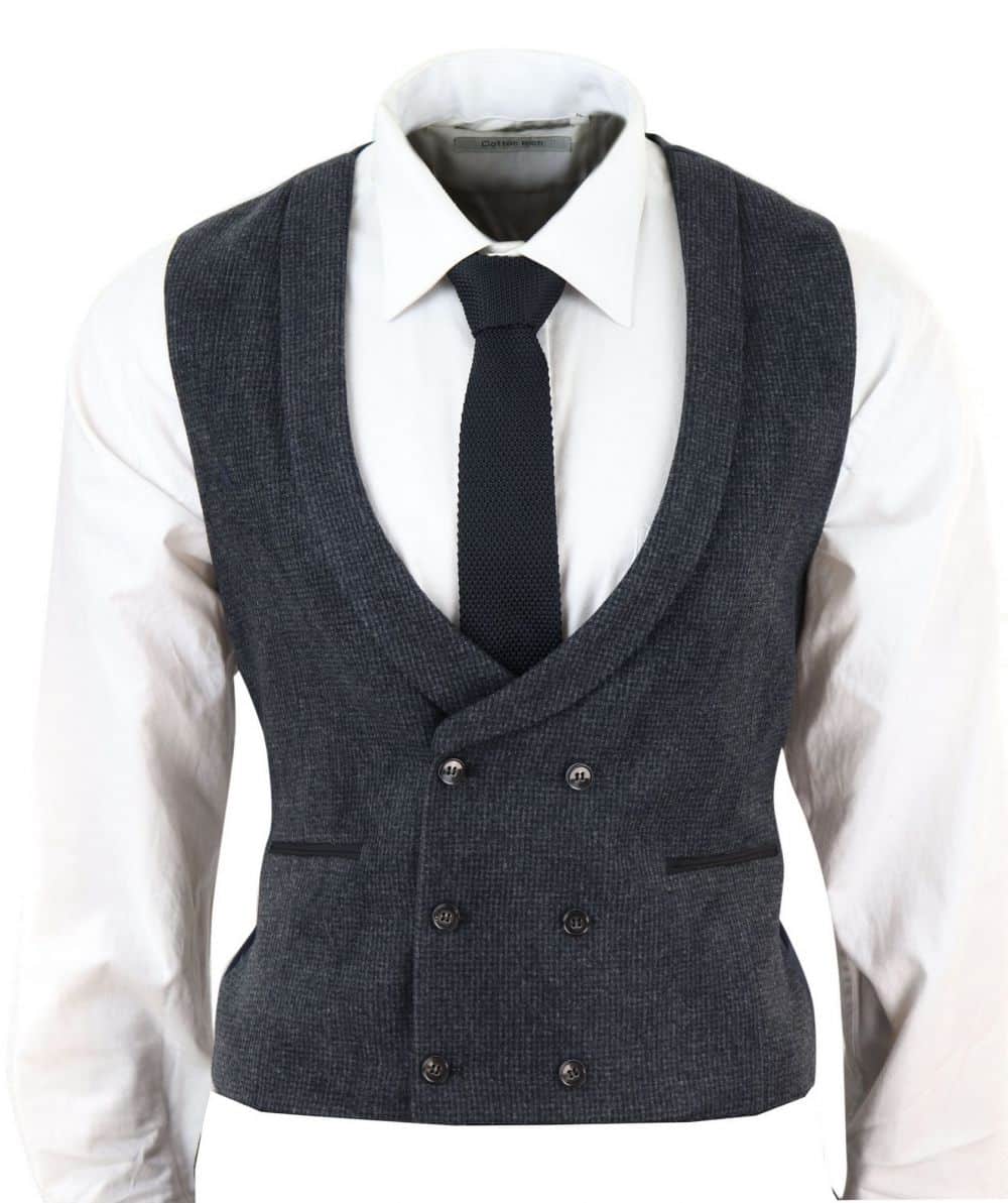 Miesten kaksirivinen tweed-liivi
