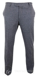 Miesten harmaat hiilenharmaat tweed-villahousut kalanruotokuviolla - hiilenharmaat
