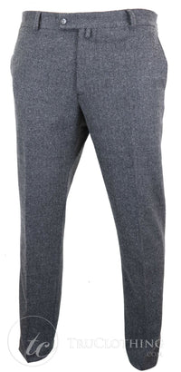Miesten harmaat hiilenharmaat tweed-villahousut kalanruotokuviolla - hiilenharmaat