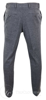 Miesten harmaat hiilenharmaat tweed-villahousut kalanruotokuviolla - hiilenharmaat
