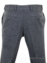 Miesten harmaat hiilenharmaat tweed-villahousut kalanruotokuviolla - hiilenharmaat
