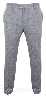 Miesten harmaat hiilenharmaat tweed-villahousut kalanruotokuviolla - harmaa