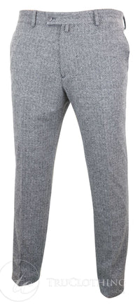 Miesten harmaat hiilenharmaat tweed-villahousut kalanruotokuviolla - harmaa