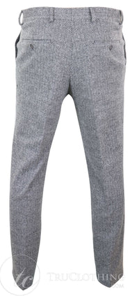 Miesten harmaat hiilenharmaat tweed-villahousut kalanruotokuviolla - harmaa