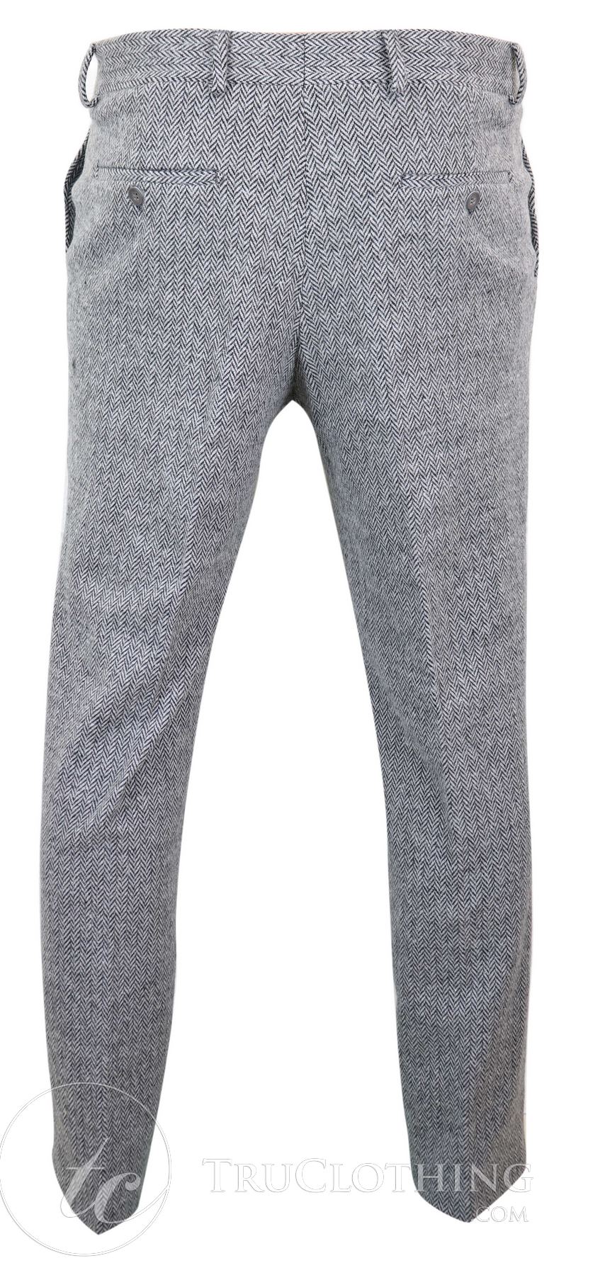 Miesten harmaat hiilenharmaat tweed-villahousut kalanruotokuviolla - harmaa