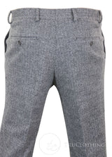 Miesten harmaat hiilenharmaat tweed-villahousut kalanruotokuviolla - harmaa