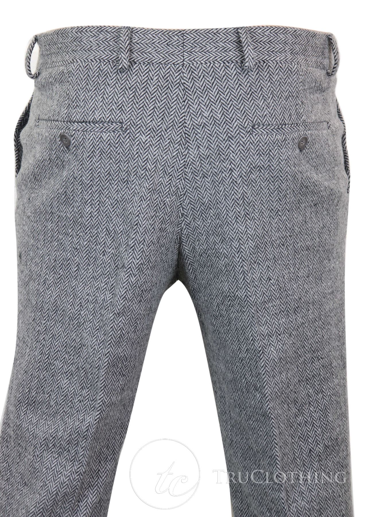Miesten harmaat hiilenharmaat tweed-villahousut kalanruotokuviolla - harmaa