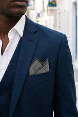 Miesten harmaa tweed-taskuliina