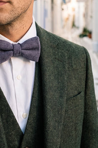Miesten harmaa tweed-villasekoitteinen rusetti