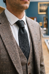 Miesten harmaa villasekoitteinen tweed-solmio