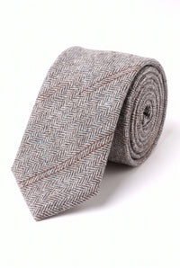 Miesten harmaa villainen tweed-kalanruotokuvioinen ruutusolmio