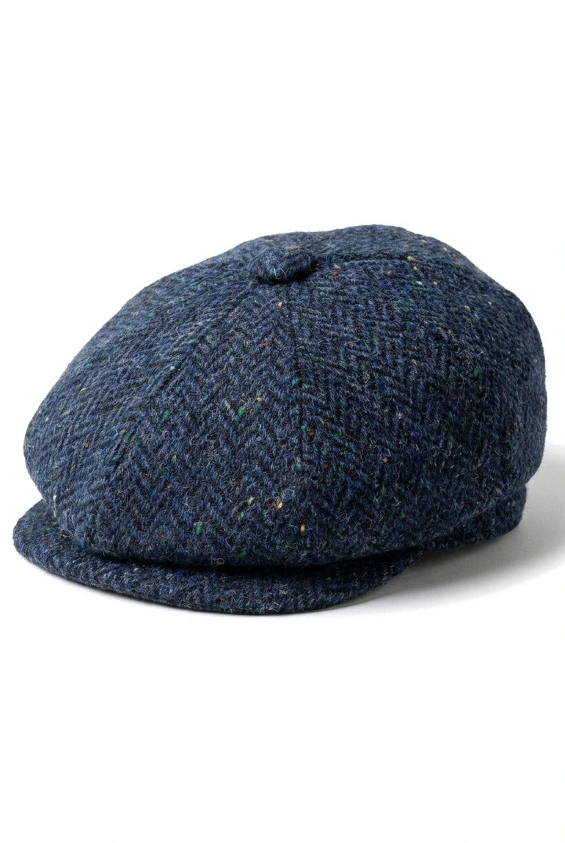 Miesten kalanruotokuvioinen sininen tweed-lippis, 8-paneelilla