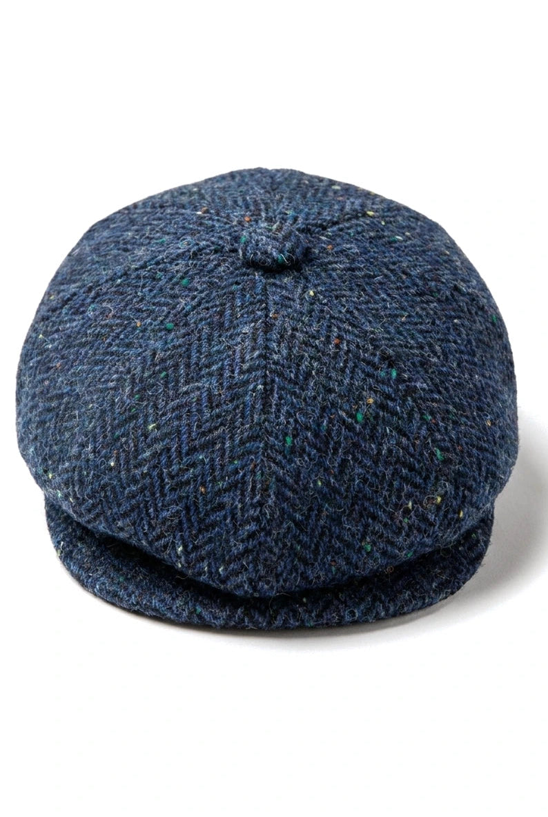 Miesten kalanruotokuvioinen sininen tweed-lippis, 8-paneelilla
