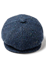 Miesten kalanruotokuvioinen sininen tweed-lippis, 8-paneelilla