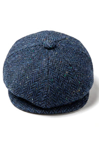 Miesten kalanruotokuvioinen sininen tweed-lippis, 8-paneelilla