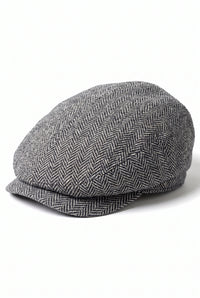 Miesten harmaa villasekoitteinen flat cap -lippis