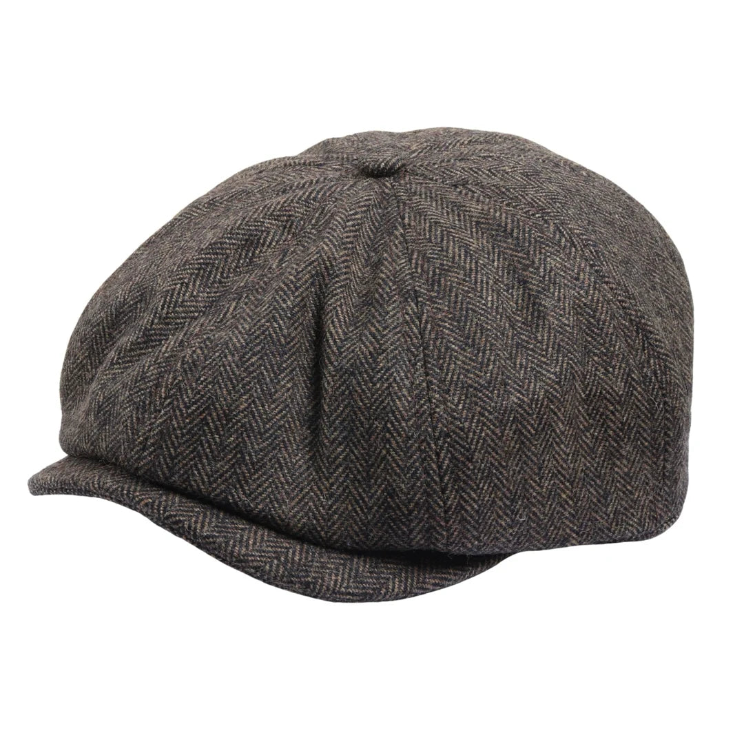 Miesten Herringbone Newsboy Classic -lippalakki - Ruskea