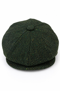 Miesten Herringbone Tweed 8-paneelinen lippis Oliivi