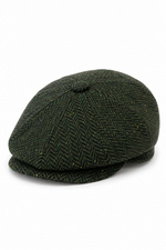 Miesten Herringbone Tweed 8-paneelinen lippis Oliivi