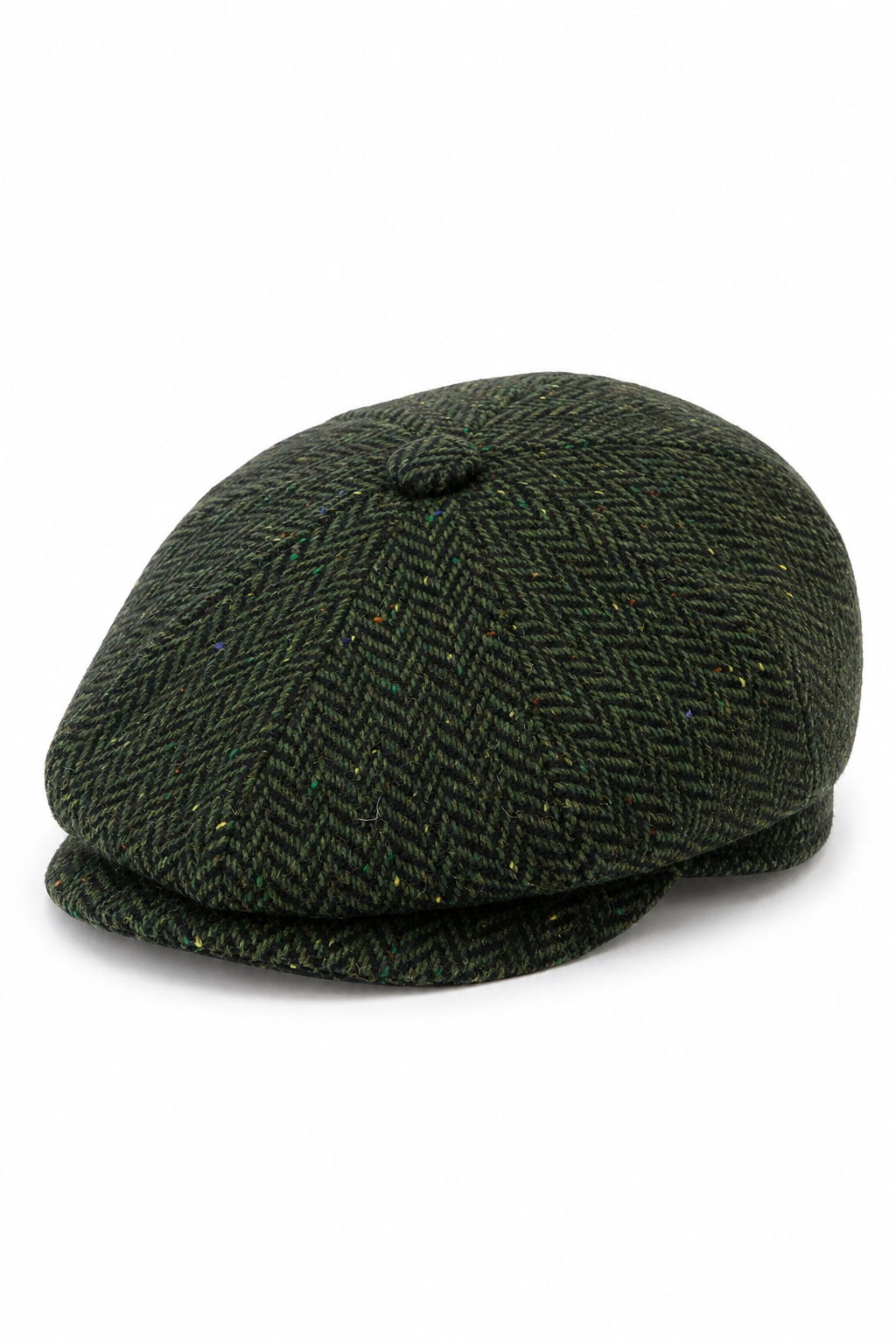 Miesten Herringbone Tweed 8-paneelinen lippis Oliivi