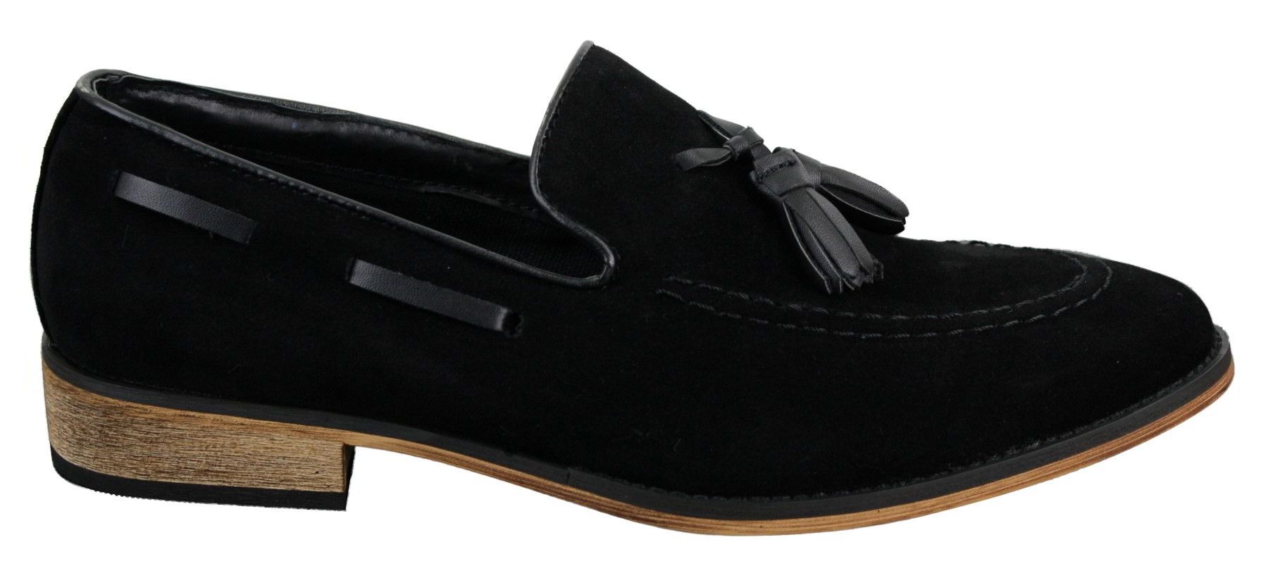Miesten italialaiset slip-on-ajokengät, loaferit, tupsullinen mokkanahka, sininen, musta, ruskea