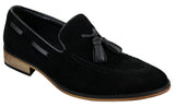 Miesten italialaiset slip-on-ajokengät, loaferit, tupsullinen mokkanahka, sininen, musta, ruskea