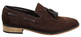 Miesten italialaiset slip-on-ajokengät, loaferit, tupsullinen mokkanahka, sininen, musta, ruskea