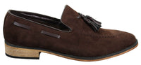 Miesten italialaiset slip-on-ajokengät, loaferit, tupsullinen mokkanahka, sininen, musta, ruskea
