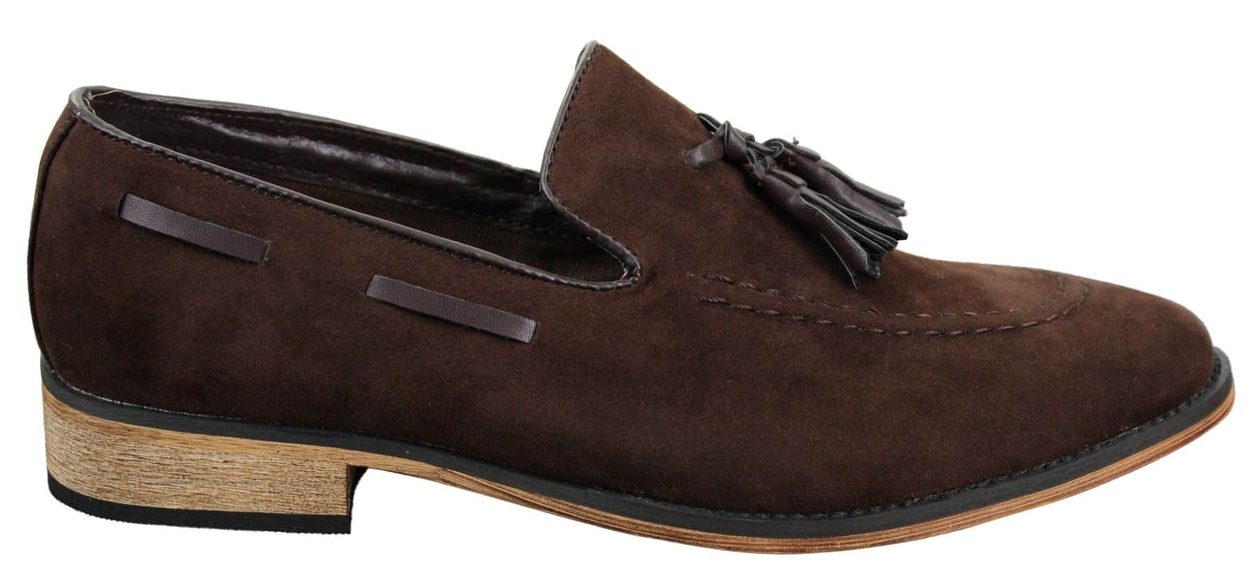 Miesten italialaiset slip-on-ajokengät, loaferit, tupsullinen mokkanahka, sininen, musta, ruskea