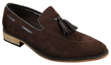 Miesten italialaiset slip-on-ajokengät, loaferit, tupsullinen mokkanahka, sininen, musta, ruskea