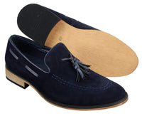 Miesten italialaiset slip-on-ajokengät, loaferit, tupsullinen mokkanahka, sininen, musta, ruskea
