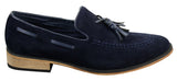Miesten italialaiset slip-on-ajokengät, loaferit, tupsullinen mokkanahka, sininen, musta, ruskea