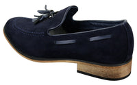 Miesten italialaiset slip-on-ajokengät, loaferit, tupsullinen mokkanahka, sininen, musta, ruskea