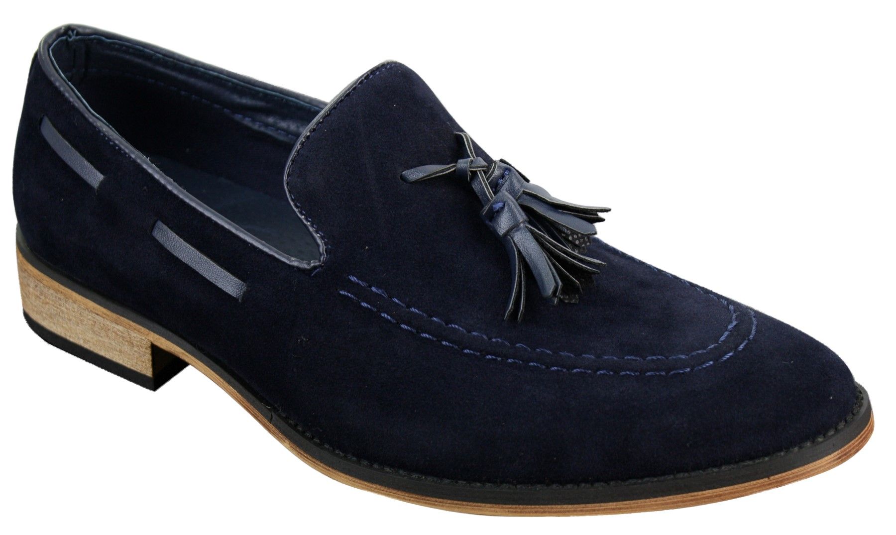Miesten italialaiset slip-on-ajokengät, loaferit, tupsullinen mokkanahka, sininen, musta, ruskea