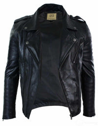 Aitoa nahkaa, ristivetoketjullinen Vintage Retro Miesten Biker-takki, musta, urbaani, kapea istuvuus, XXXL, musta