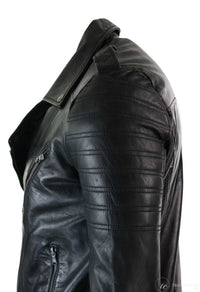 Aitoa nahkaa, ristivetoketjullinen Vintage Retro Miesten Biker-takki, musta, urbaani, kapea istuvuus, XXXL, musta