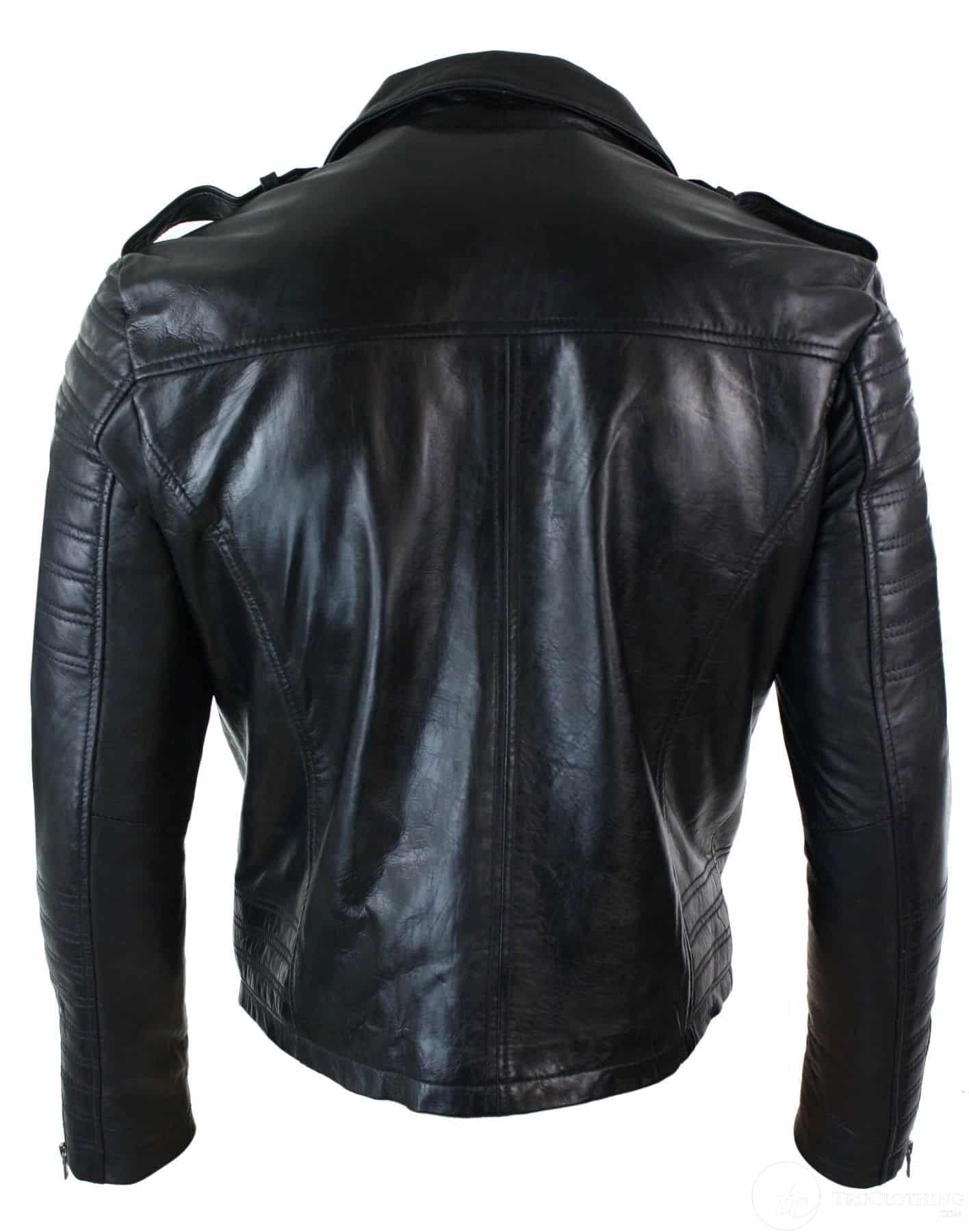 Aitoa nahkaa, ristivetoketjullinen Vintage Retro Miesten Biker-takki, musta, urbaani, kapea istuvuus, XXXL, musta