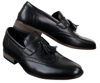 Miesten nahkaiset tupsukorkoiset brogue-kengät, loaferit, klassiset, vintage, retro