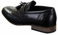 Miesten nahkaiset tupsukorkoiset brogue-kengät, loaferit, klassiset, vintage, retro