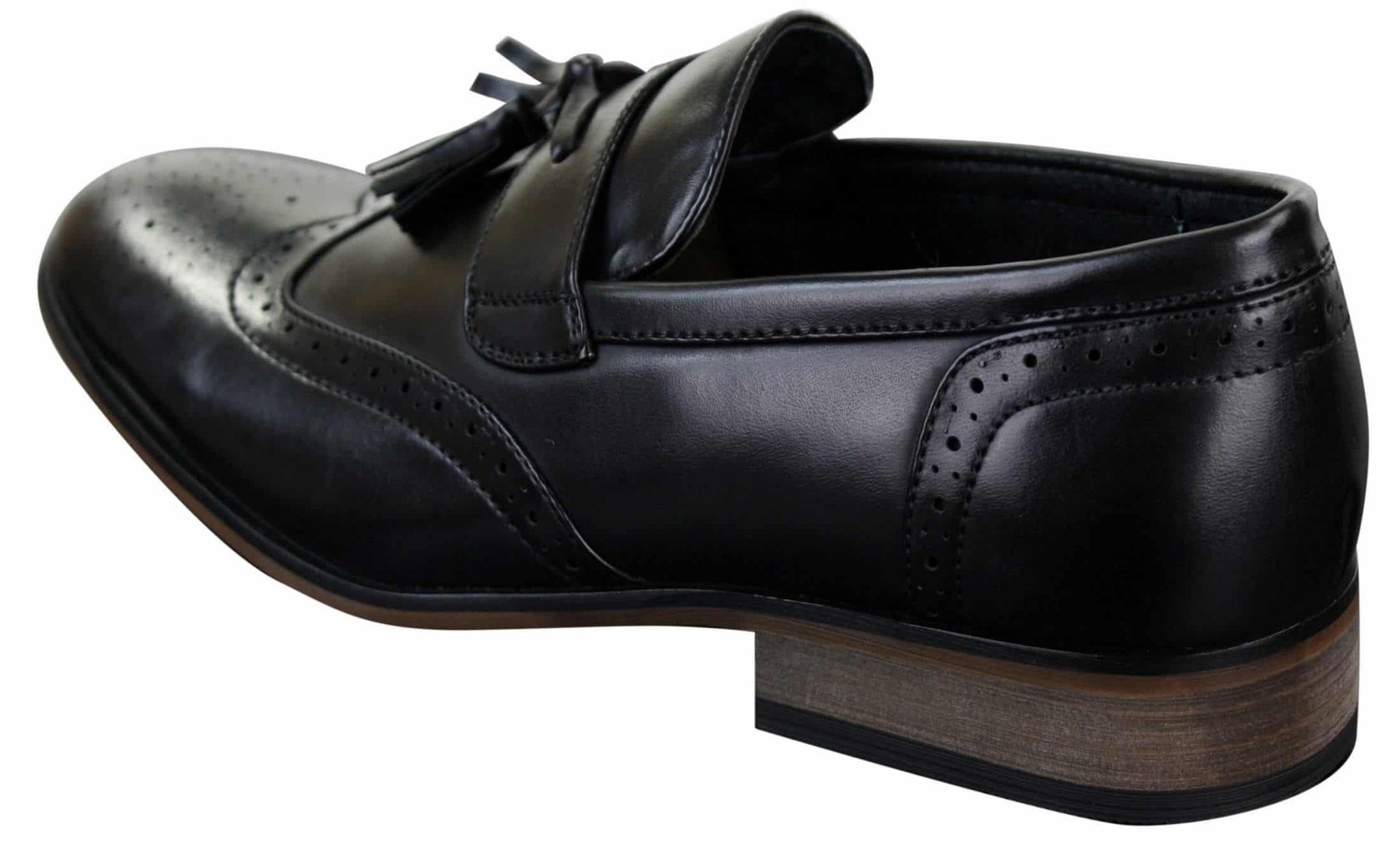 Miesten nahkaiset tupsukorkoiset brogue-kengät, loaferit, klassiset, vintage, retro