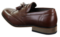 Miesten nahkaiset tupsukorkoiset brogue-kengät, loaferit, klassiset, vintage, retro
