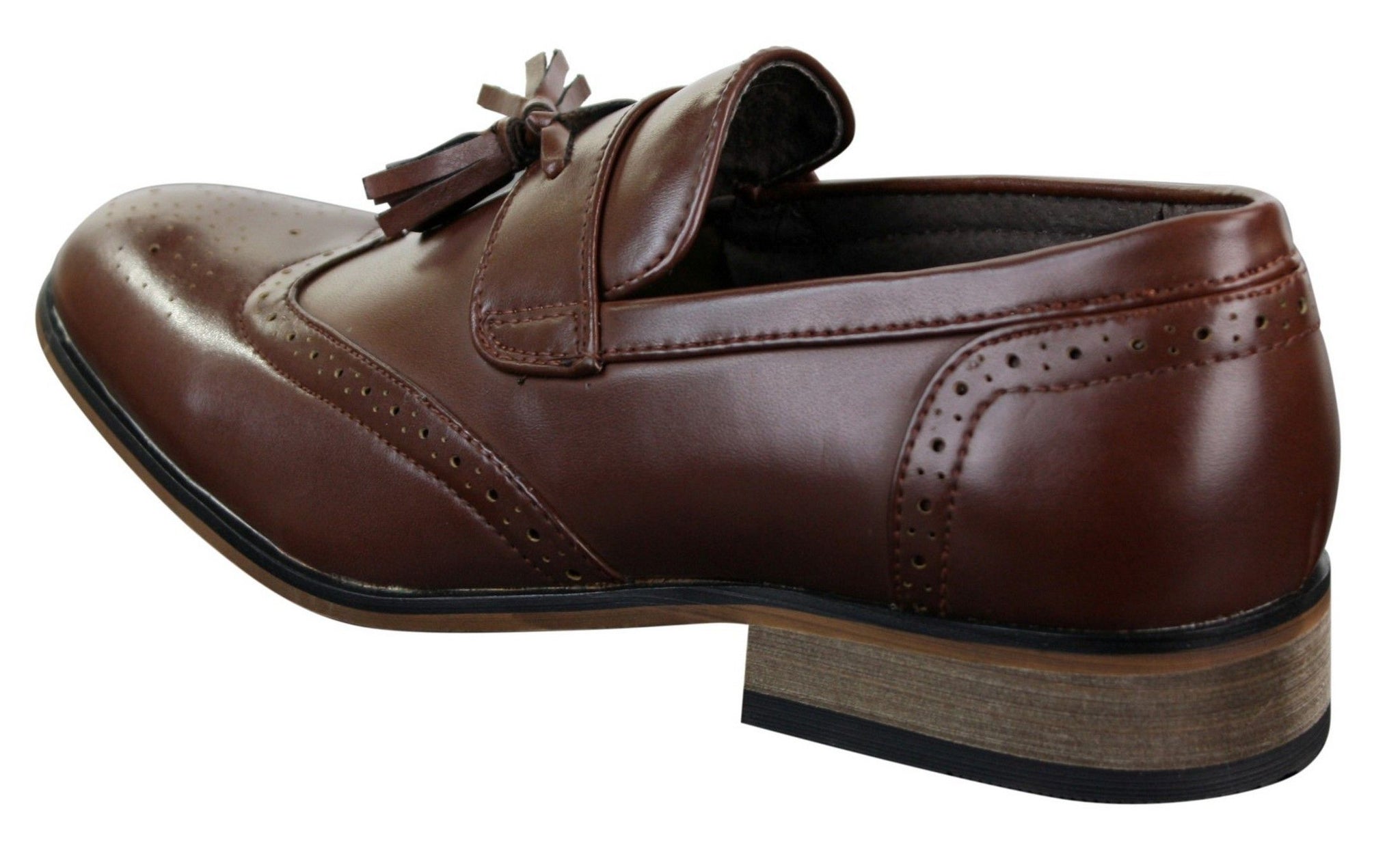 Miesten nahkaiset tupsukorkoiset brogue-kengät, loaferit, klassiset, vintage, retro
