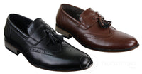 Miesten nahkaiset tupsukorkoiset brogue-kengät, loaferit, klassiset, vintage, retro