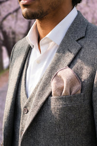 Miesten vaaleanpunainen tweed-villasekoitteinen taskuliina