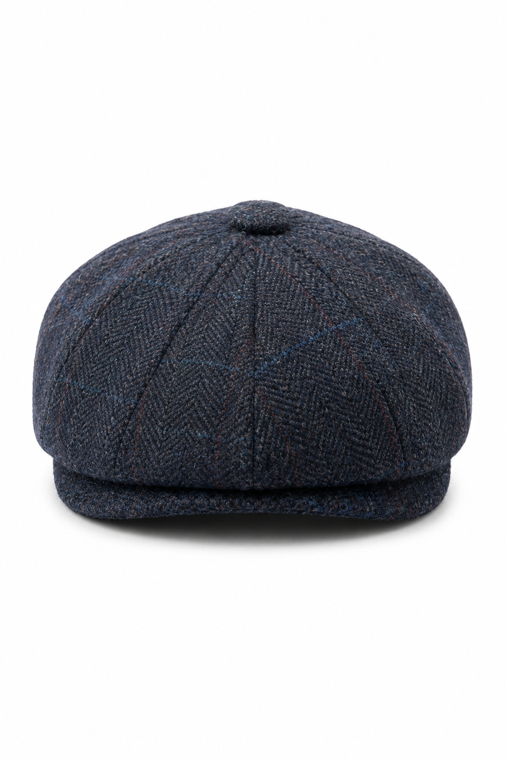 Miesten tummansininen villasekoitteinen tweed-newsboy-lippalakki