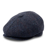 Miesten tummansininen villasekoitteinen tweed-newsboy-lippalakki